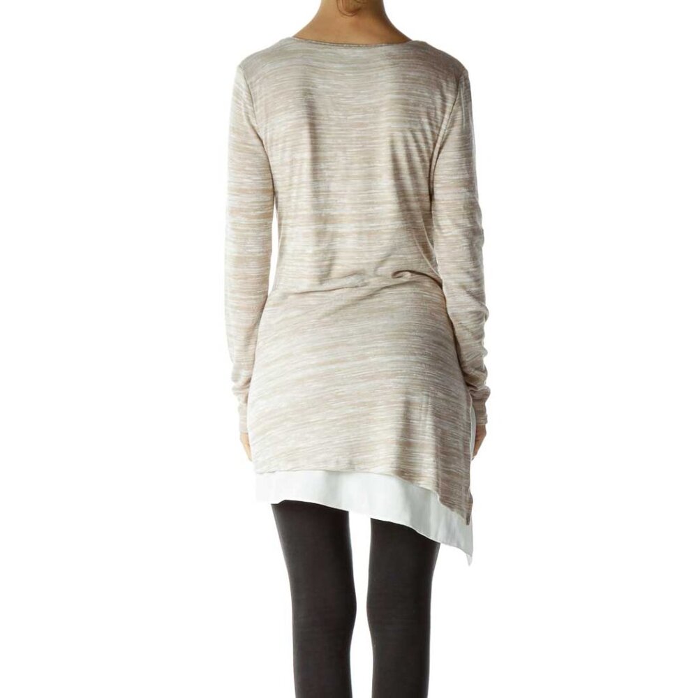 White House Black Market Beige Mottled Layered Knit - Picture 3 of 3